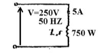 یک پیچک القاگر به یک منبع تغذیه 250V و 50HZ متصل شده است و از آن جریان 5A دارد. پیچک 750W اتلاف انرژی دارد. اندوكتانس پیچک چه مقدار خواهد بود؟