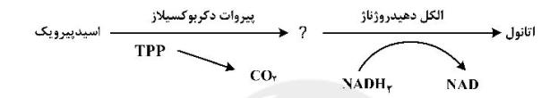  در تولید اتانول (تخمير الكلى) جای علامت سؤال چه ماده ای تولید می شود؟